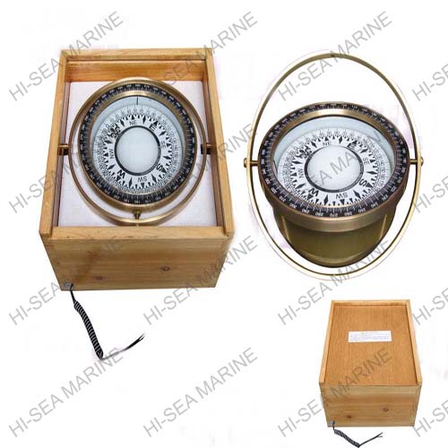 Plastic & Brass Magnetic Compass in Wooden Box