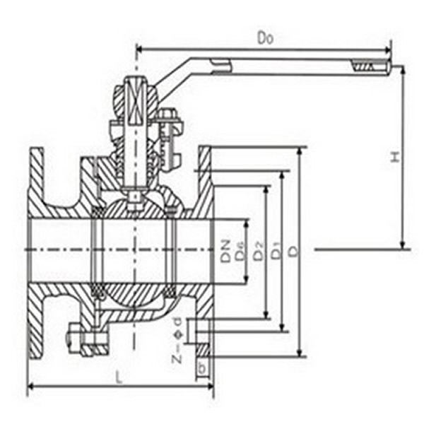 Flanged Pneumatic Stainless Steel Ball Valve Pictorial Diagram