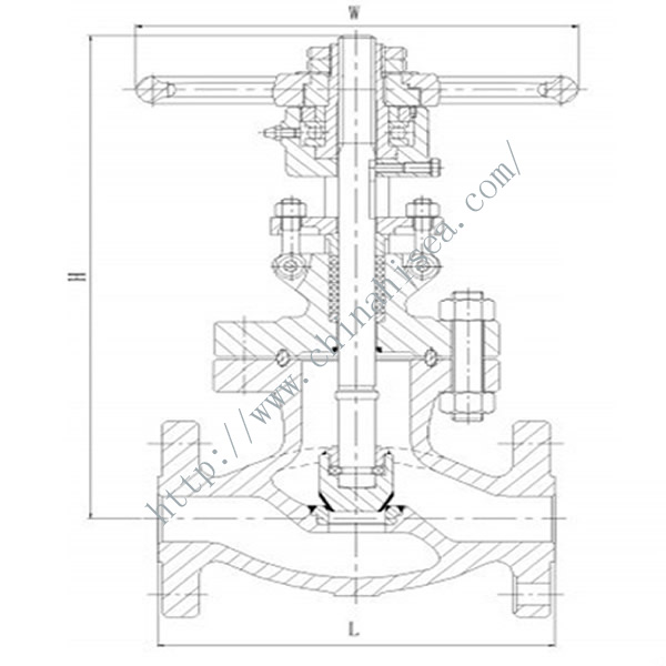 900LB Cast Steel Globe Valve Drawing