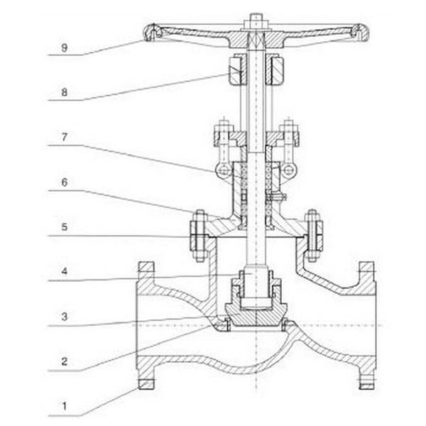 Manual Operation Globe Valve Drawing