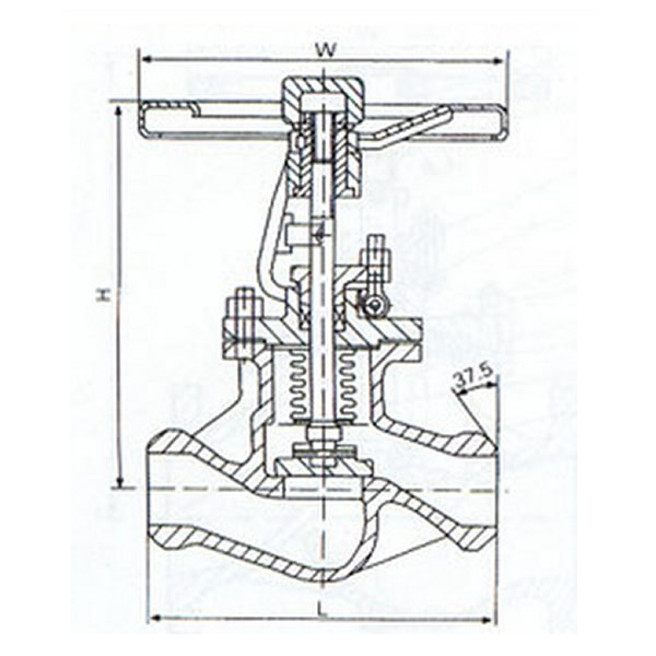 Bellow Pilot Globe Valves Drawing