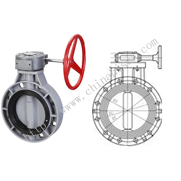 Gear Type Butterfly Valve Drawing