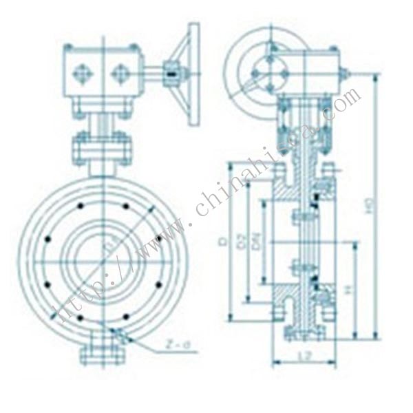 JIS Wafer Type Butterfly Valve Drawing