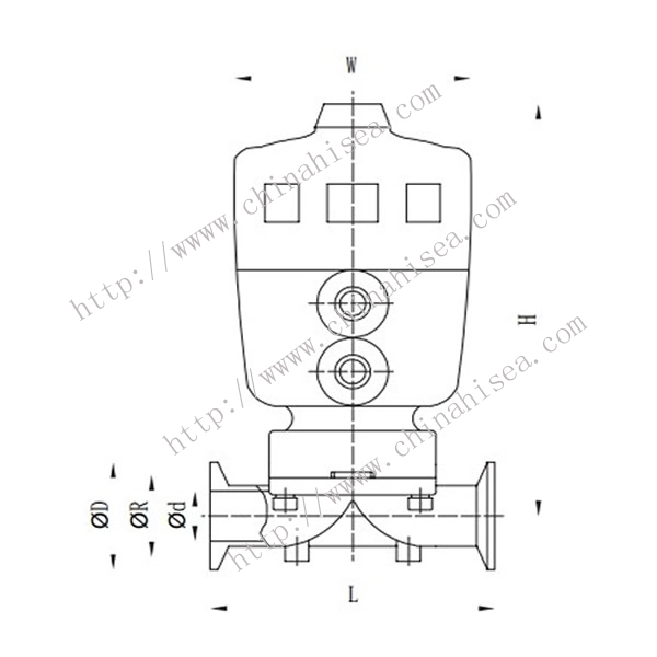 Normally Closed Pneumatic Diaphragm Valve Drawing