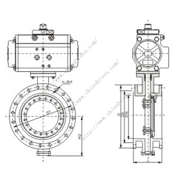 Pneumatic Metal Sealing Butterfly Valve Drawing