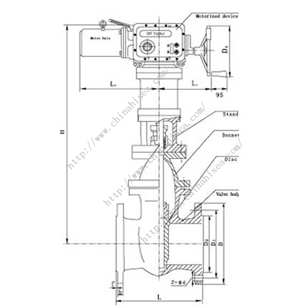 Electric Non-rising Stem Gate Valve Drawing