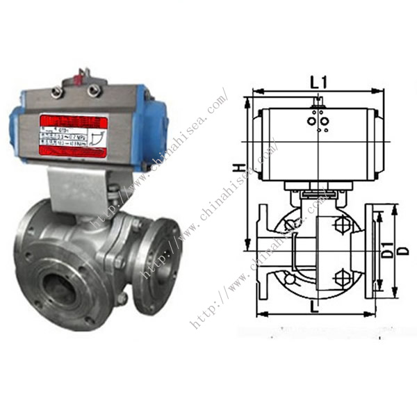 T Type L Type Three Way Ball Valve Electric Operation