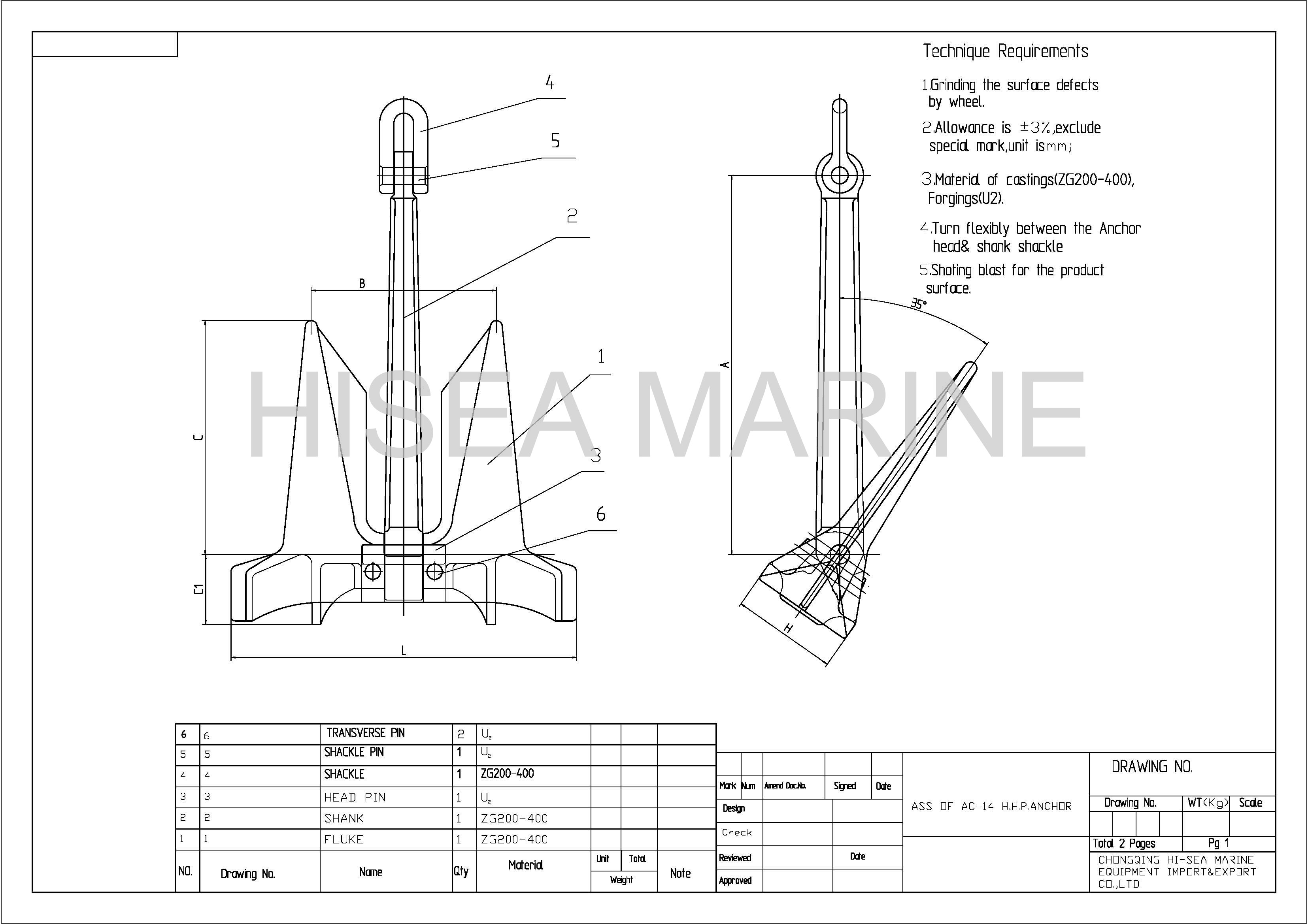 Marine high  holding power AC-14 Anchor.jpg